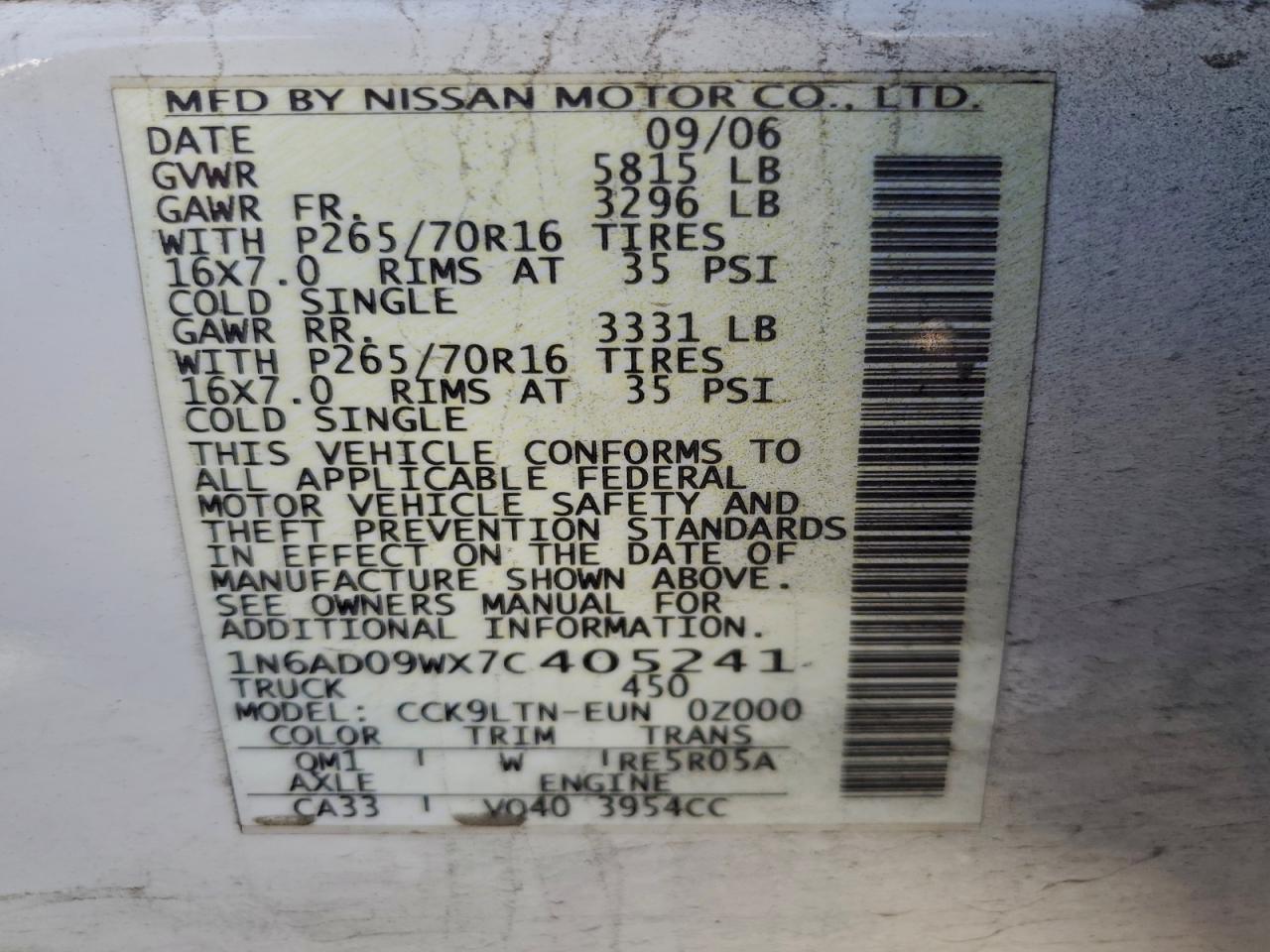 2007 NISSAN Frontier