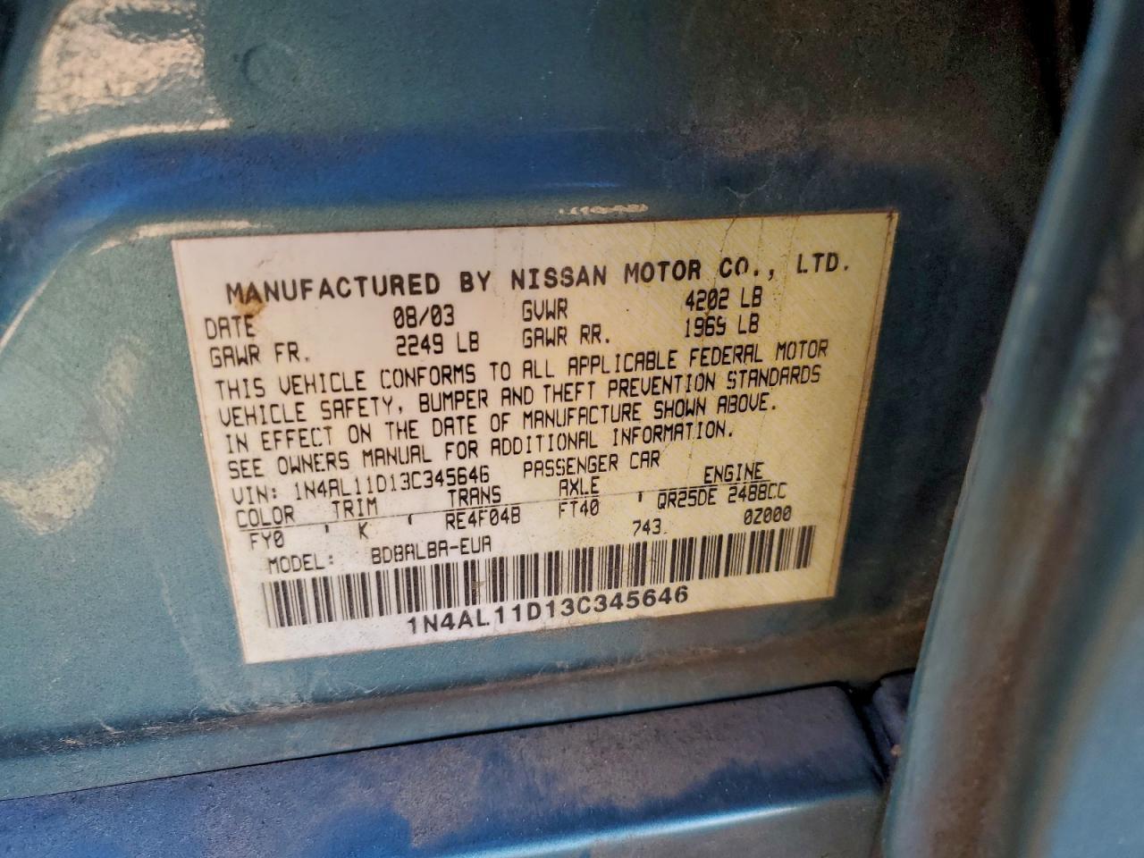 2003 NISSAN ALTIMA
