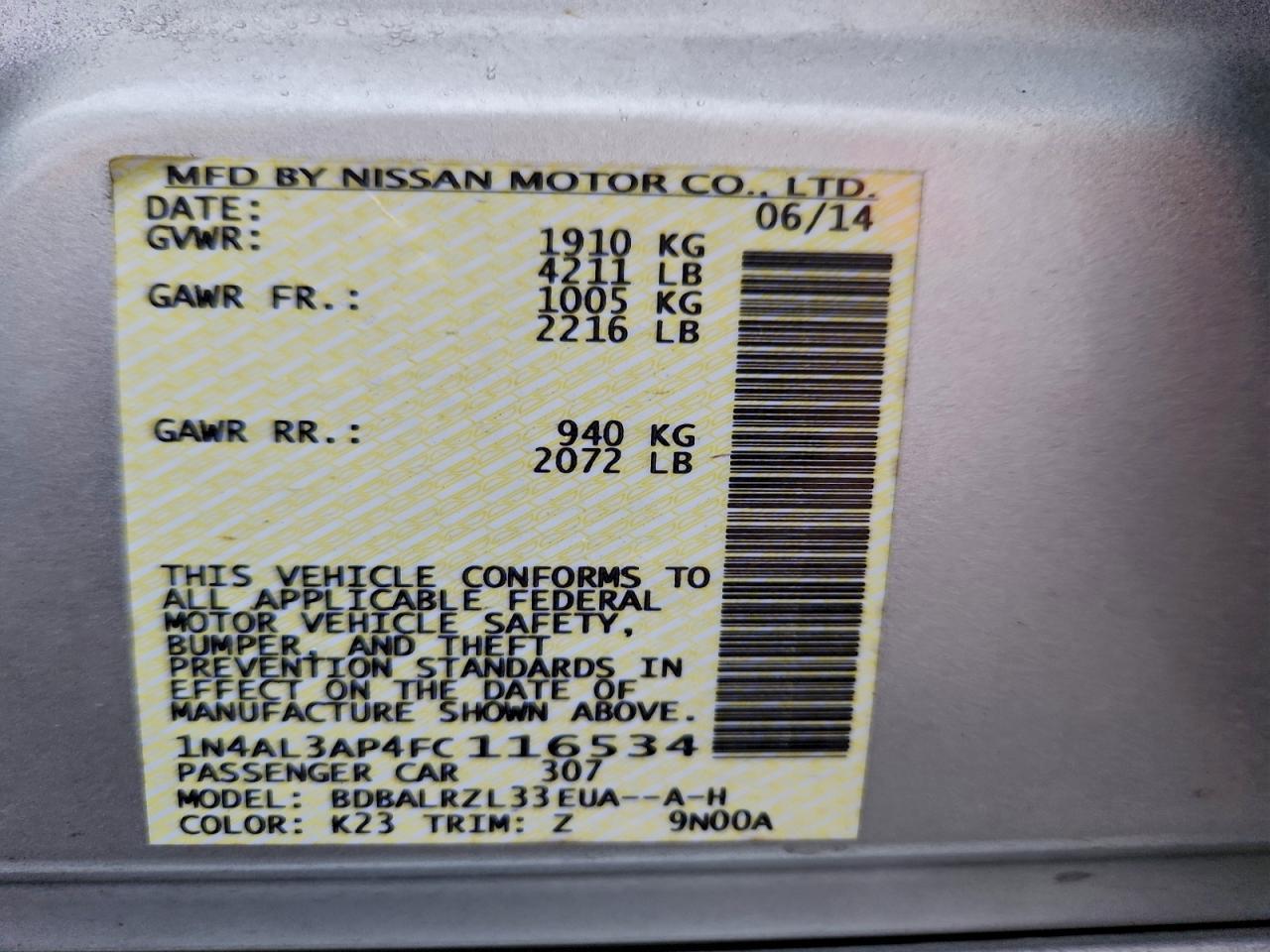 2015 NISSAN ALTIMA