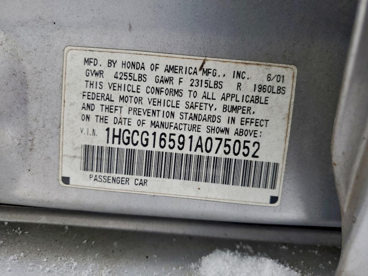 2001 HONDA ACCORD