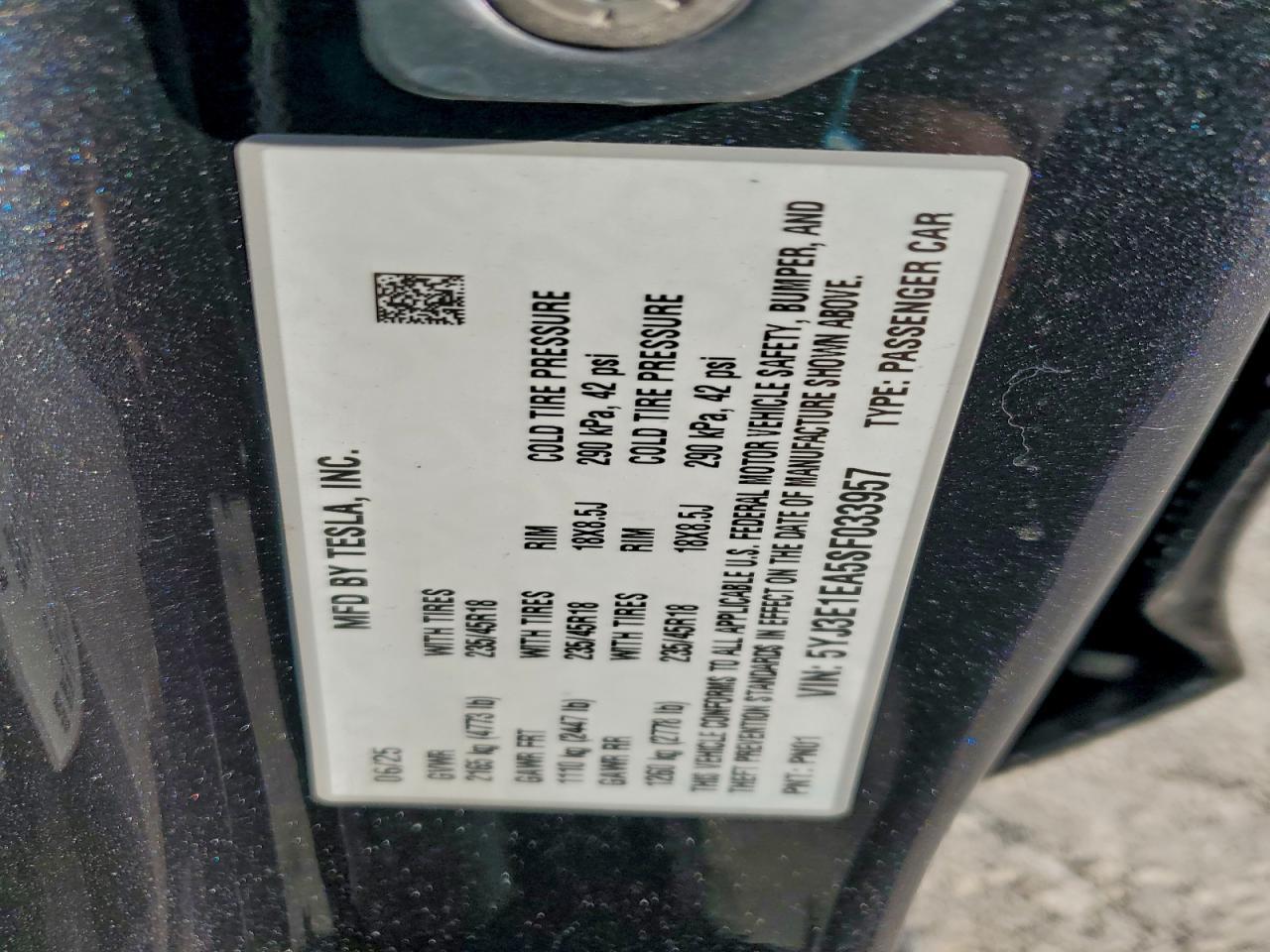 2025 TESLA MODEL 3