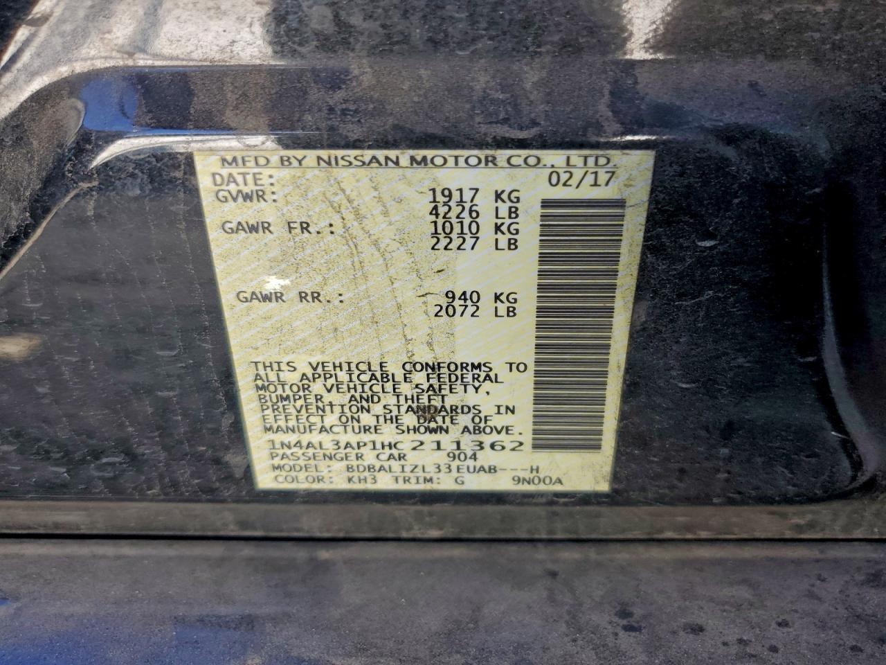 2017 NISSAN ALTIMA