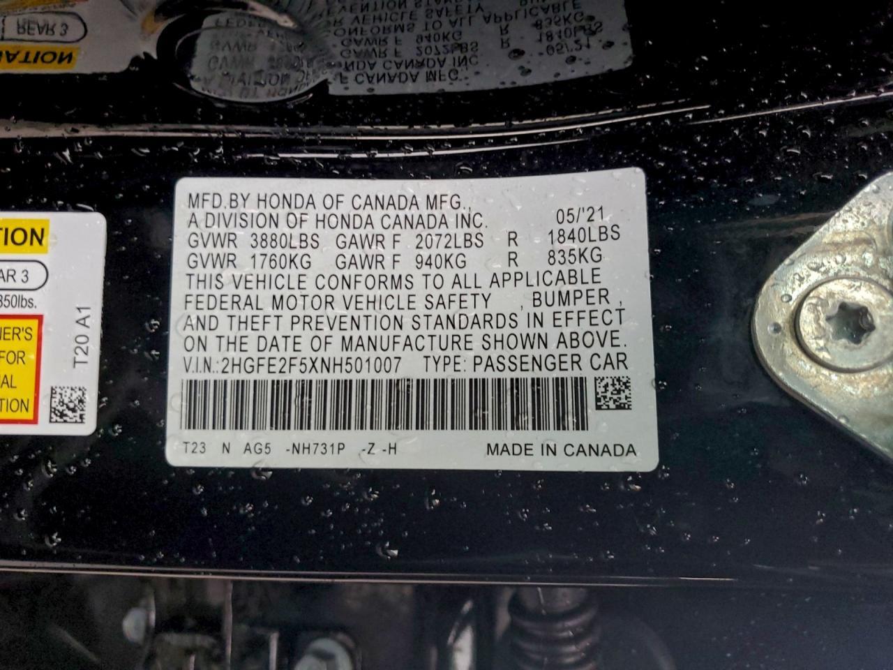 2022 HONDA CIVIC