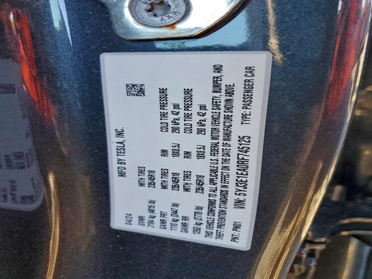 2024 TESLA MODEL 3