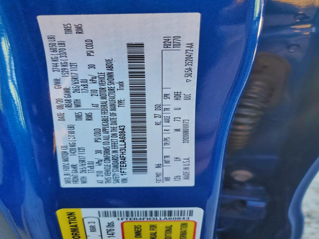 2020 FORD RANGER