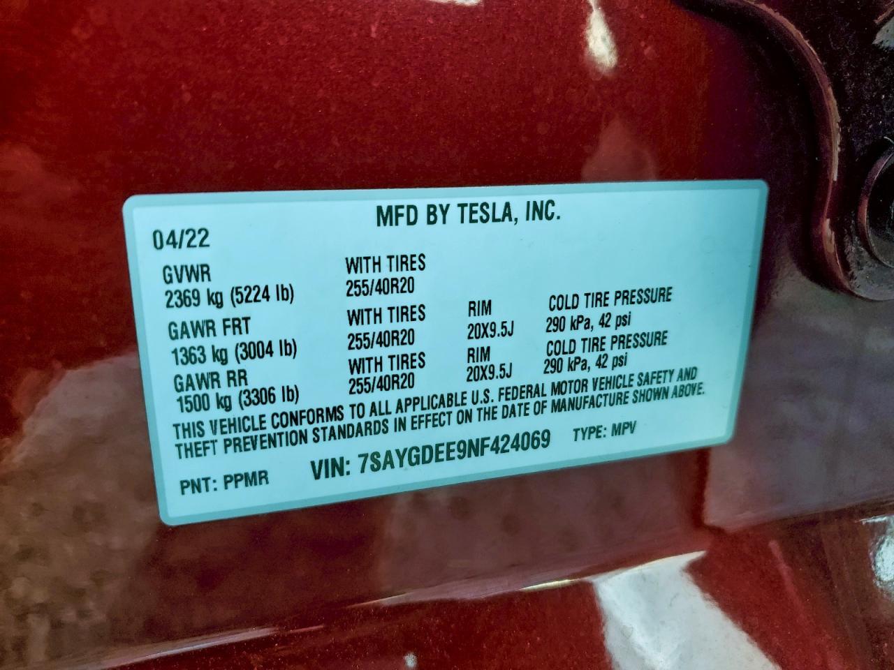 2022 TESLA MODEL Y