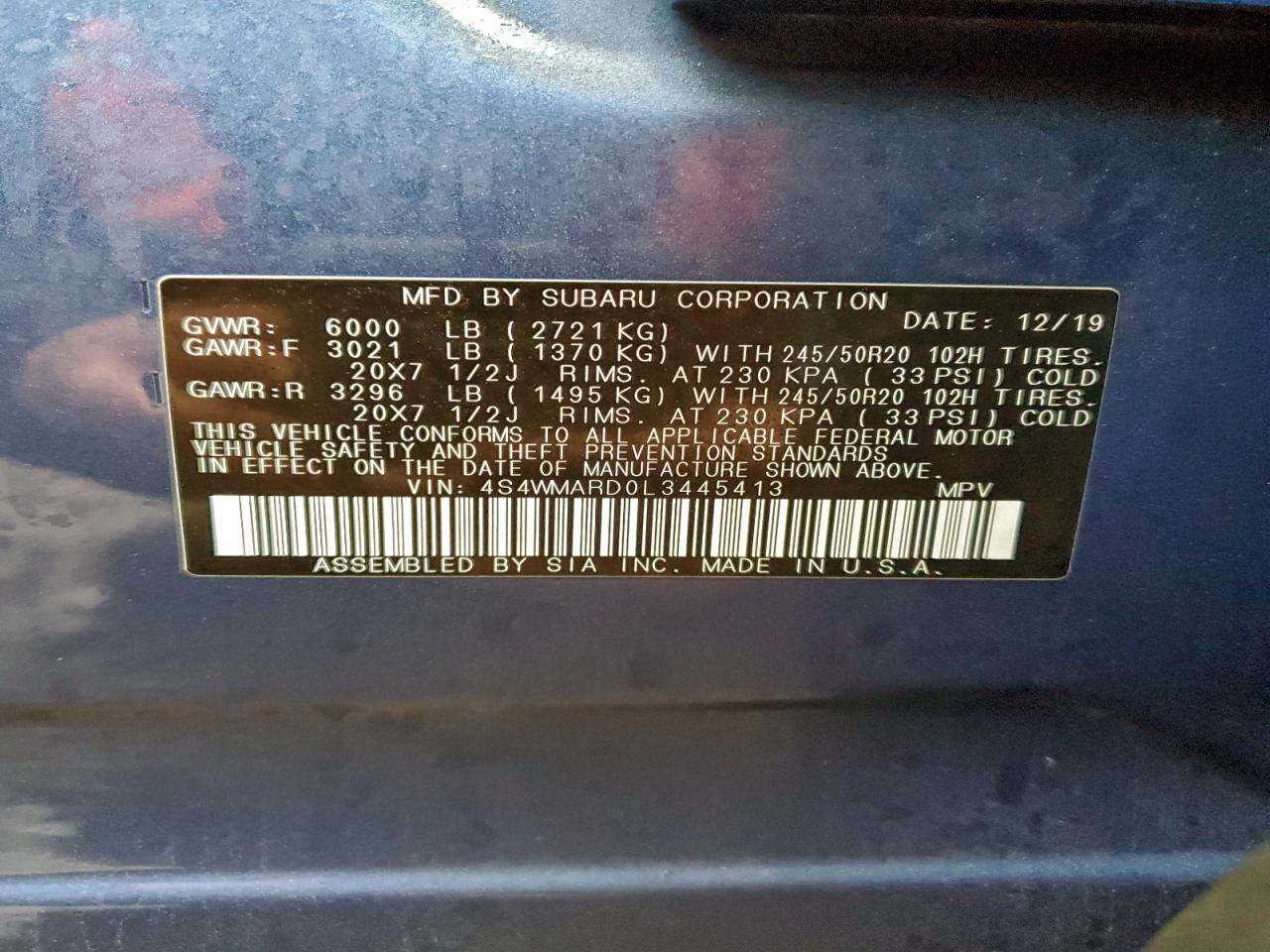 2020 SUBARU Ascent