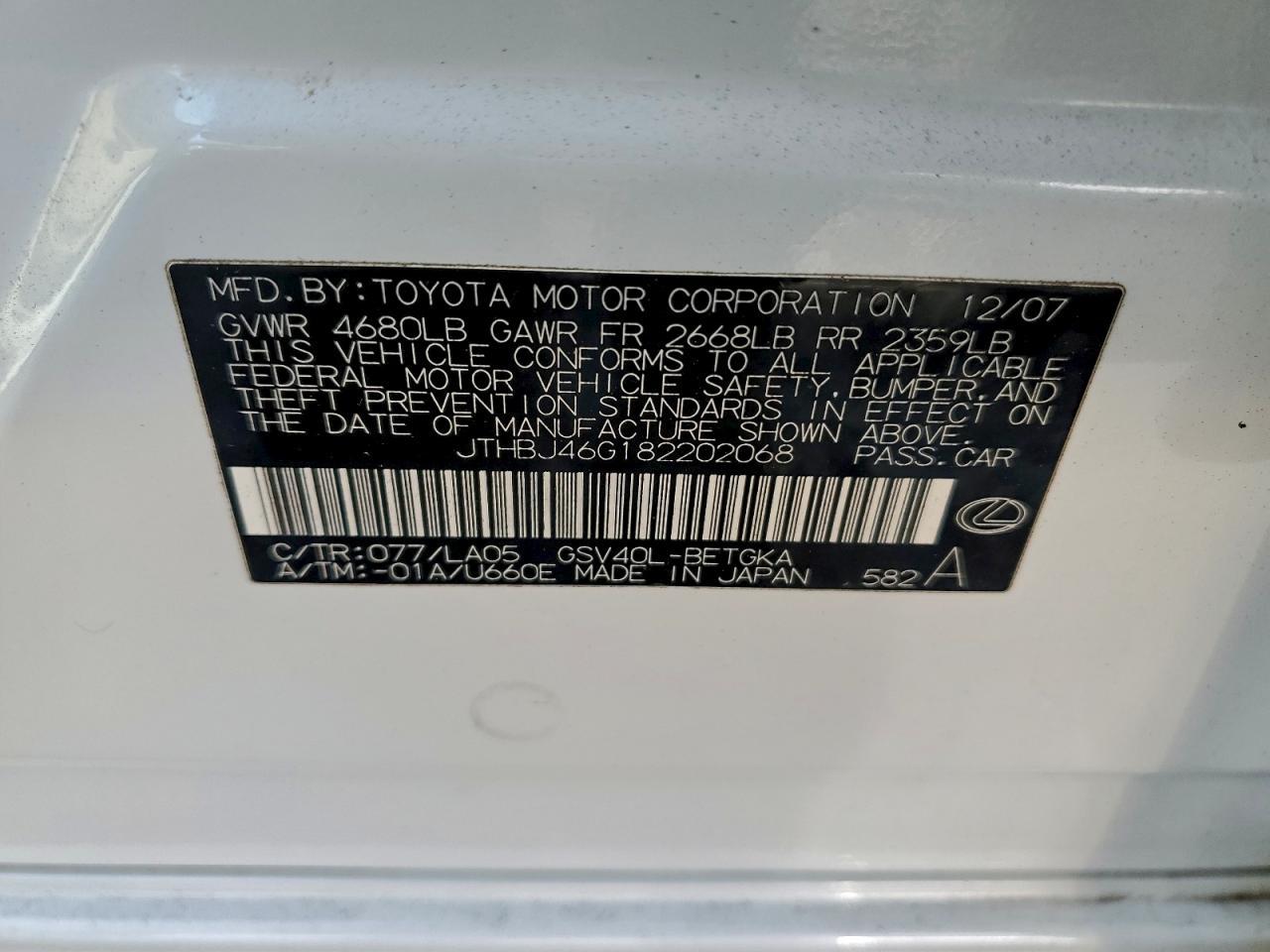 2008 LEXUS ES 350