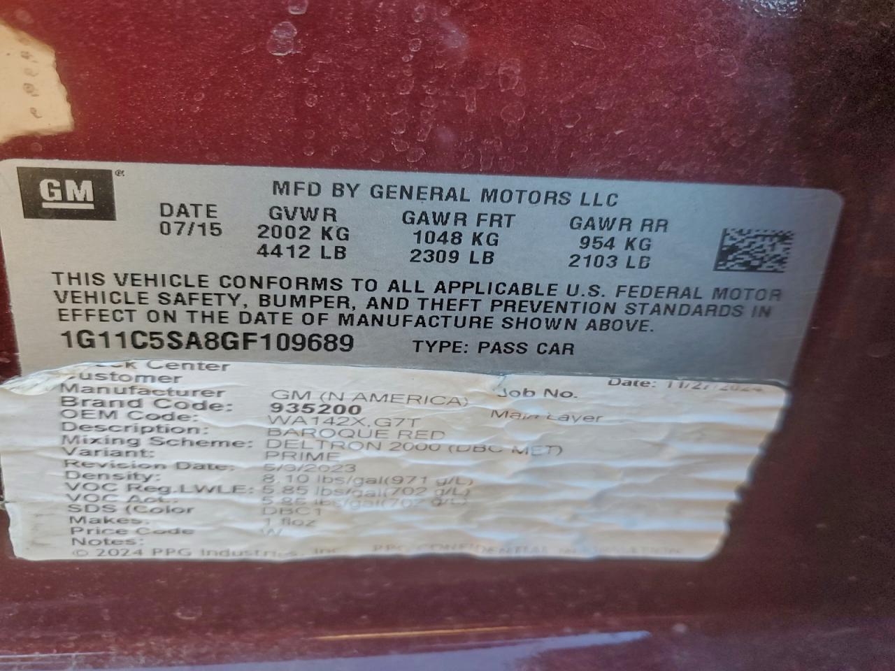 2016 CHEVROLET MALIBU