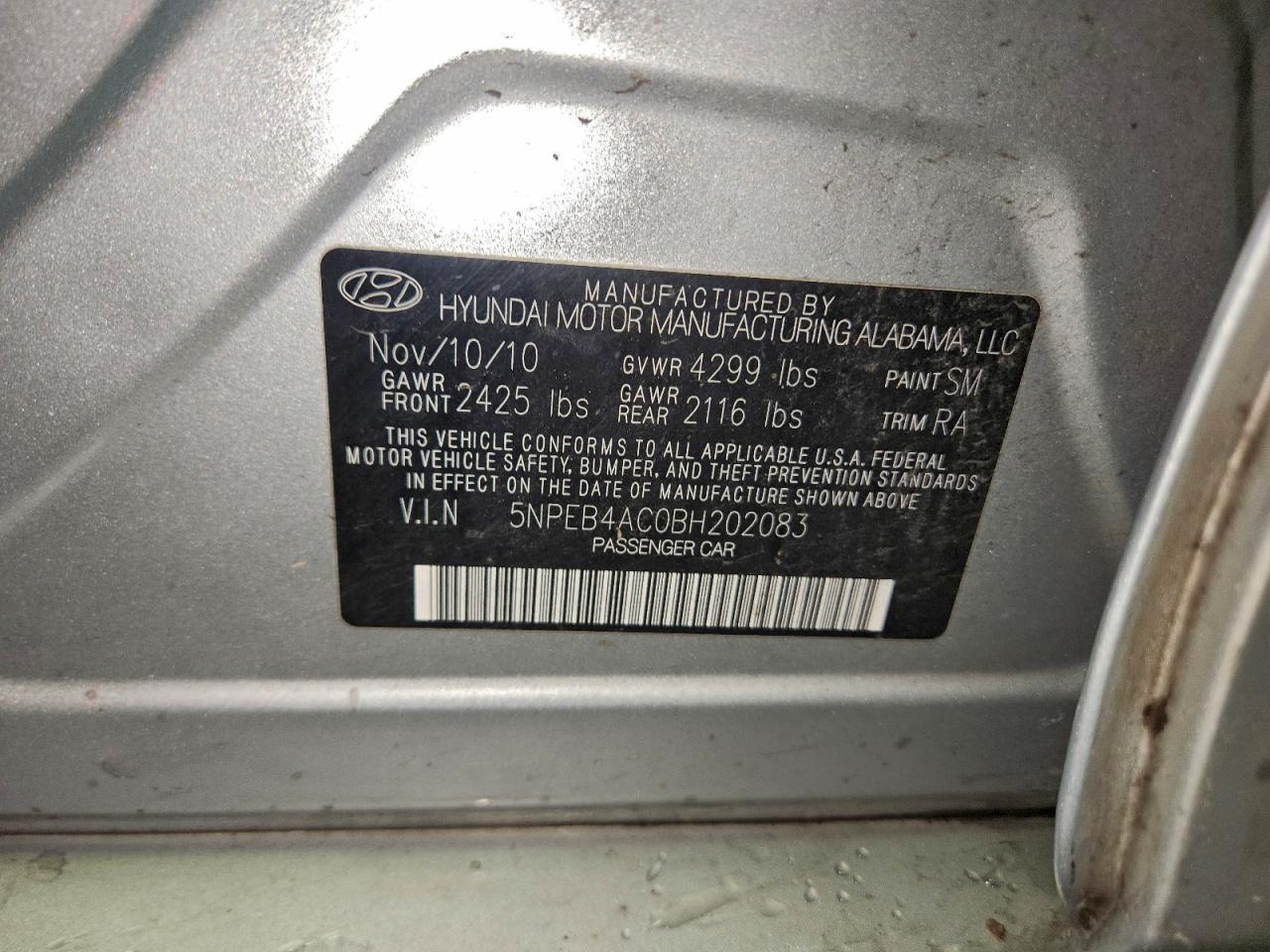 2011 HYUNDAI SONATA