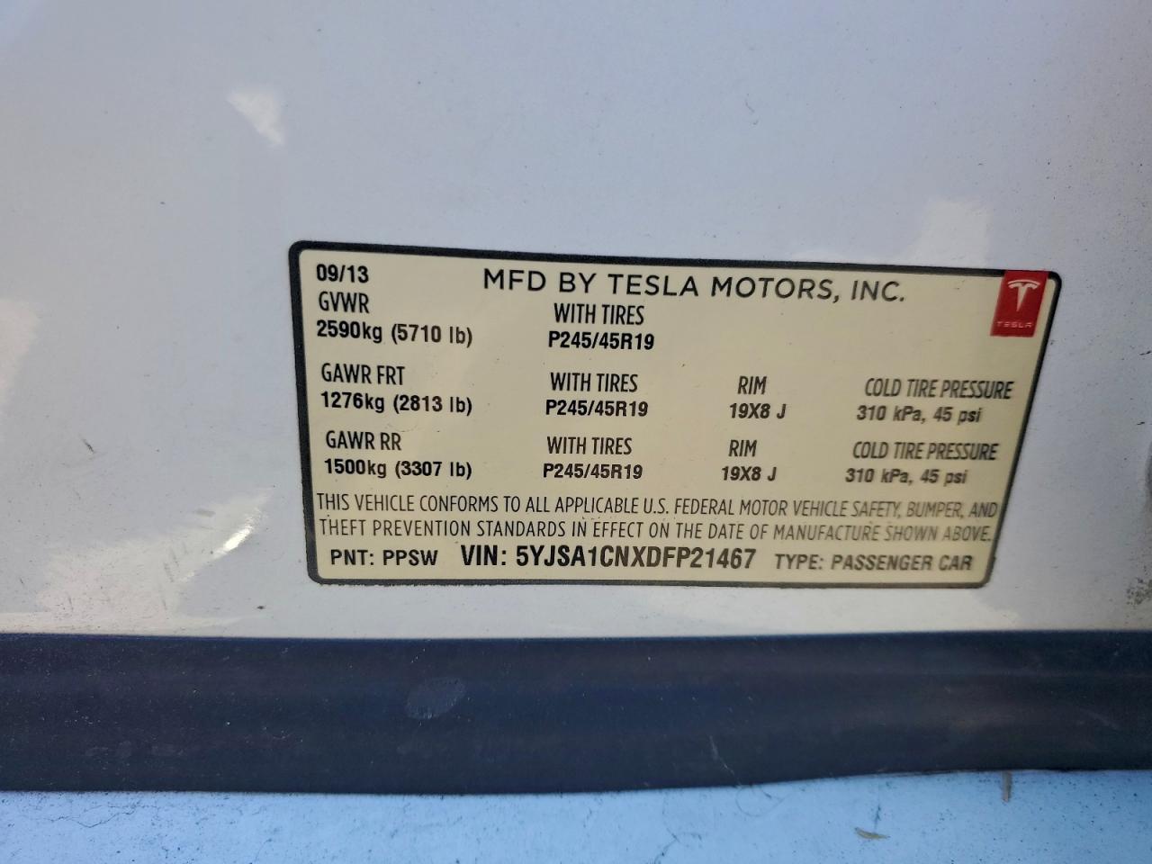 2013 TESLA MODEL S