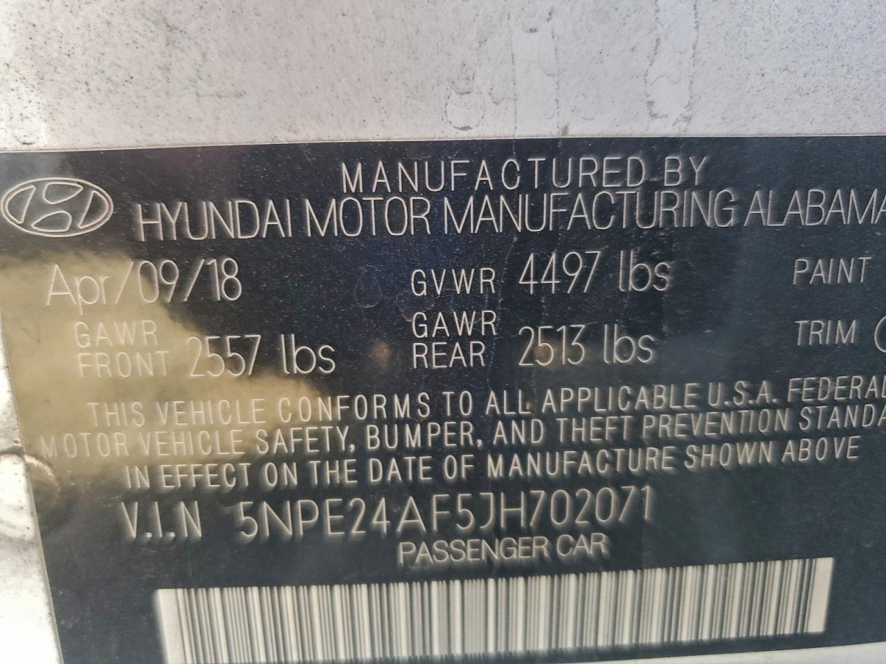 2018 HYUNDAI SONATA