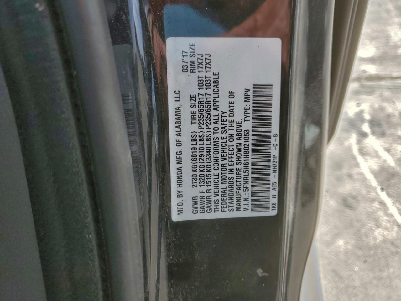 2017 HONDA ODYSSEY