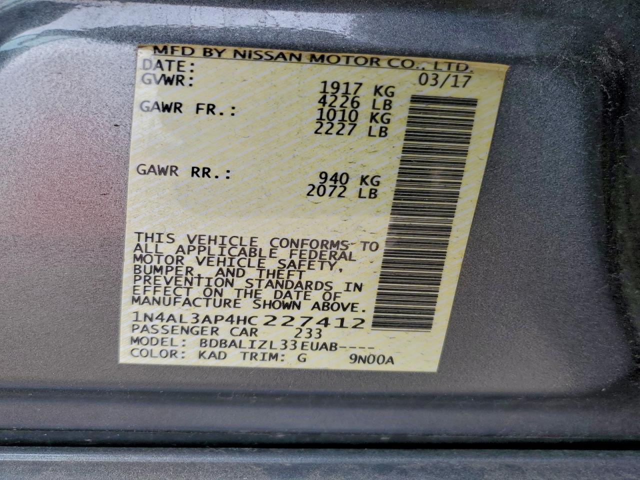 2017 NISSAN ALTIMA