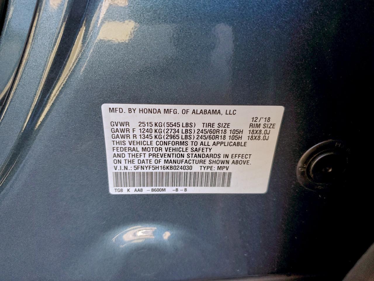 2019 HONDA PILOT