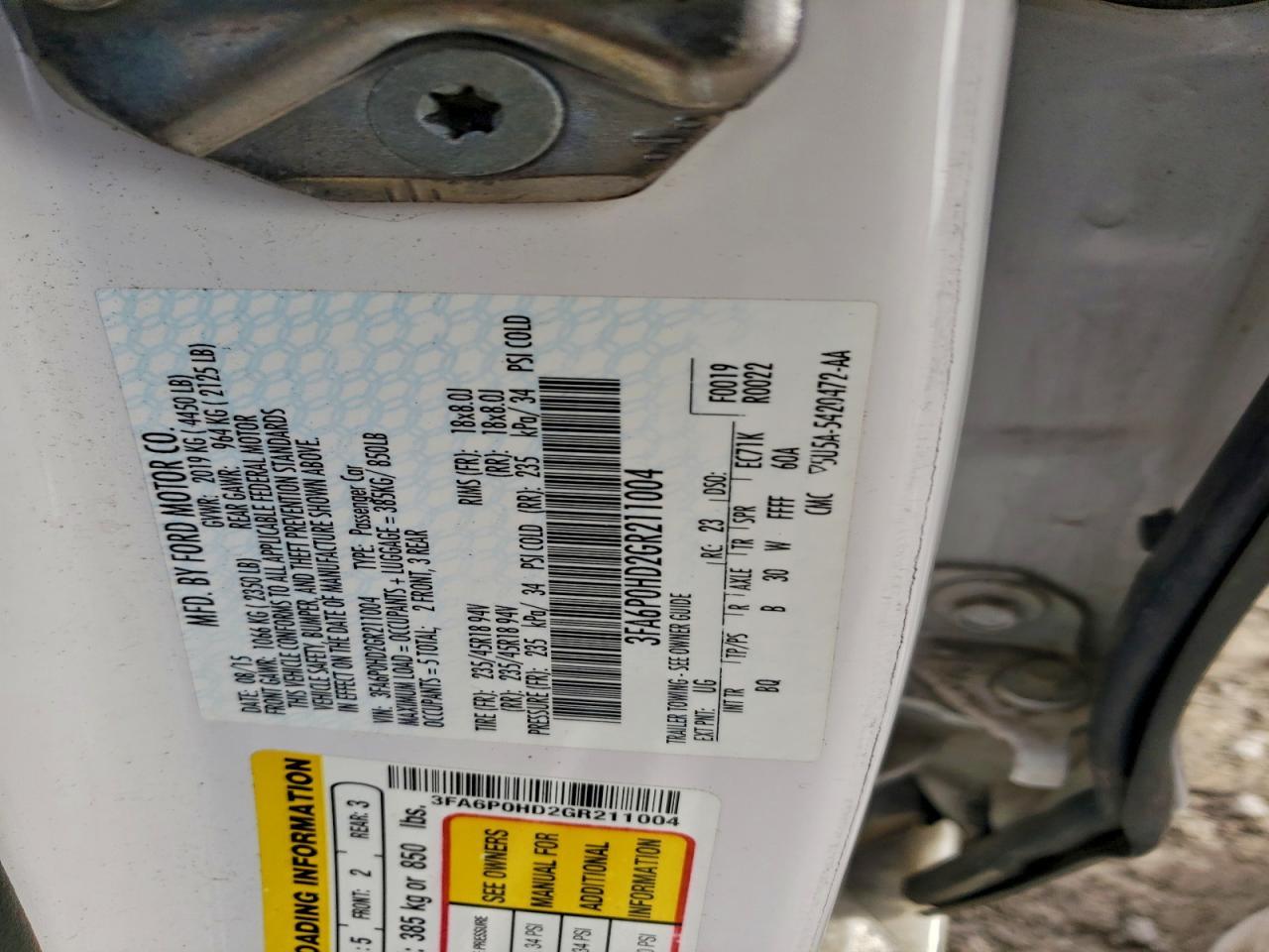 2016 FORD FUSION