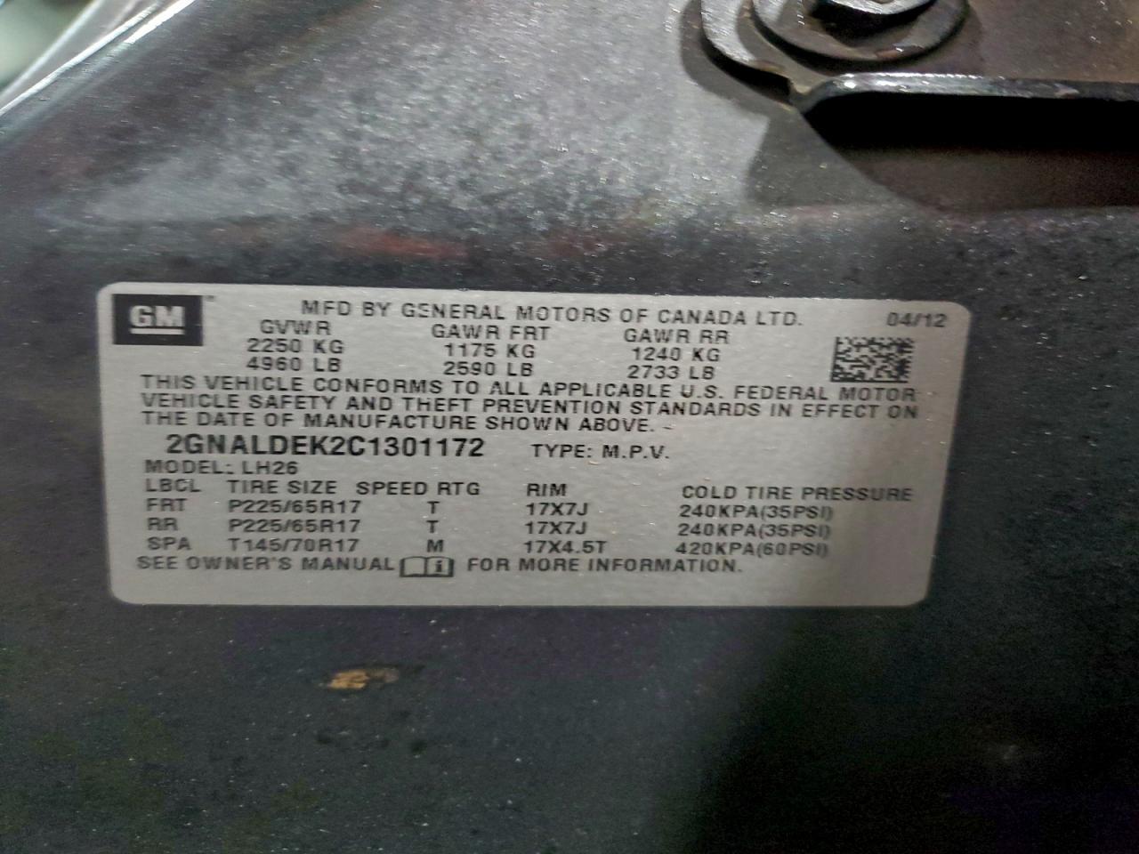 2012 CHEVROLET EQUINOX