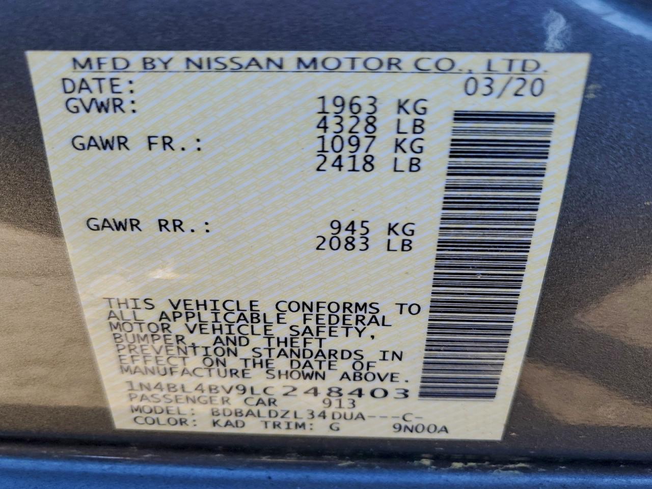 2020 NISSAN ALTIMA