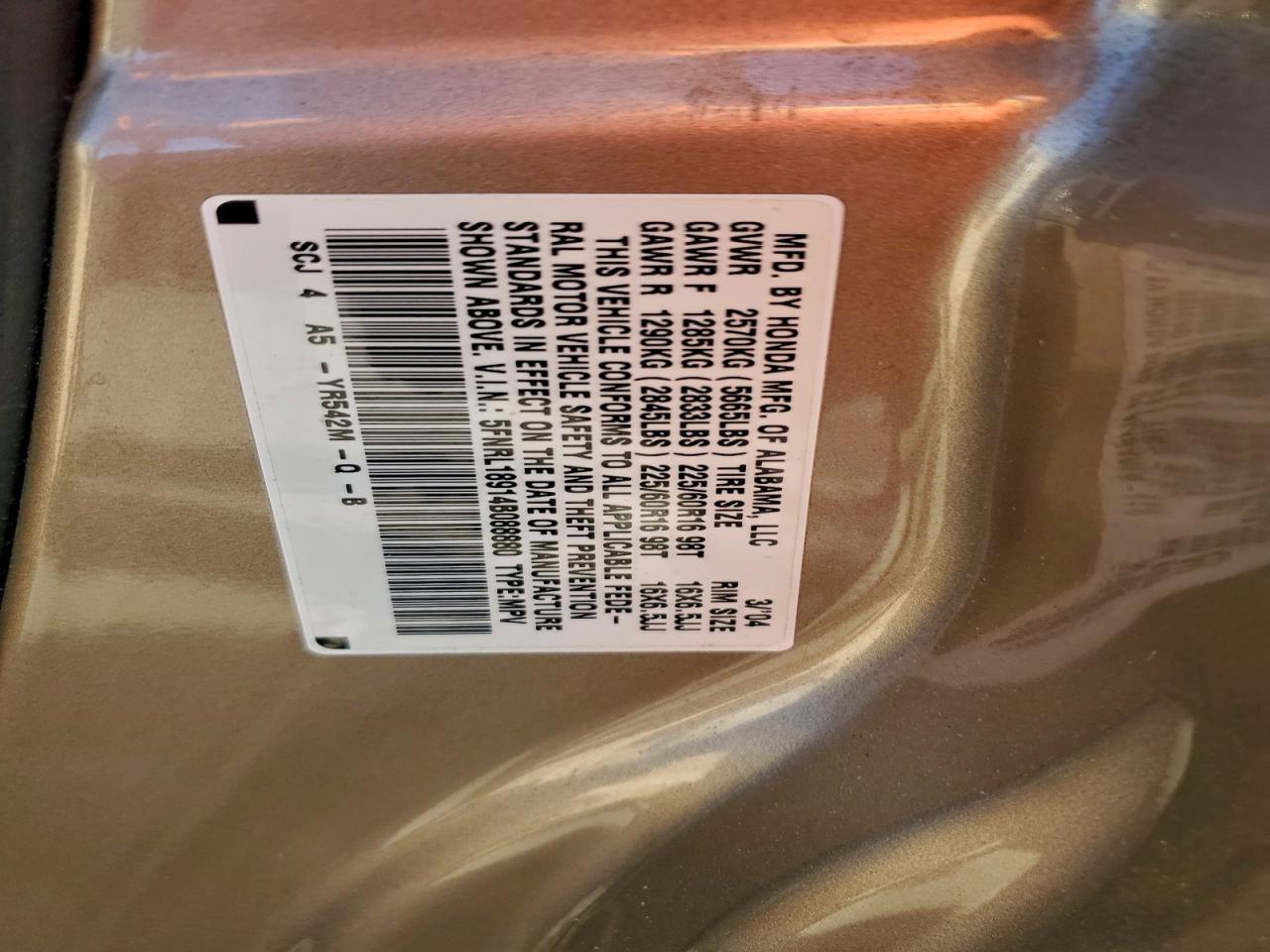 2004 HONDA ODYSSEY