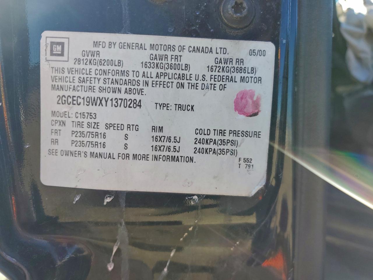 2000 CHEVROLET SILVERADO 1500