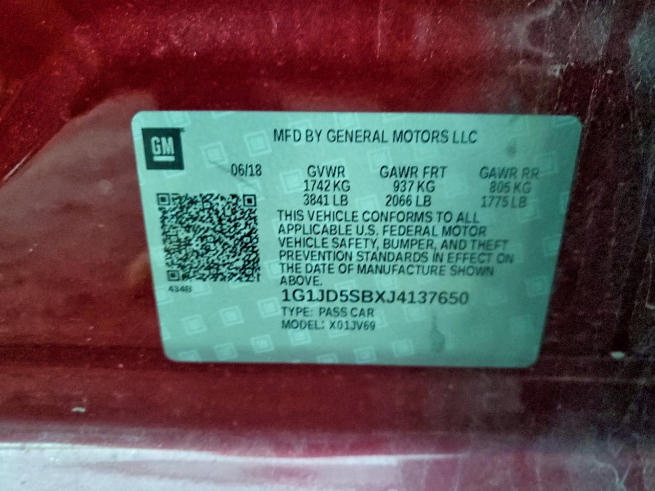 2018 CHEVROLET SONIC