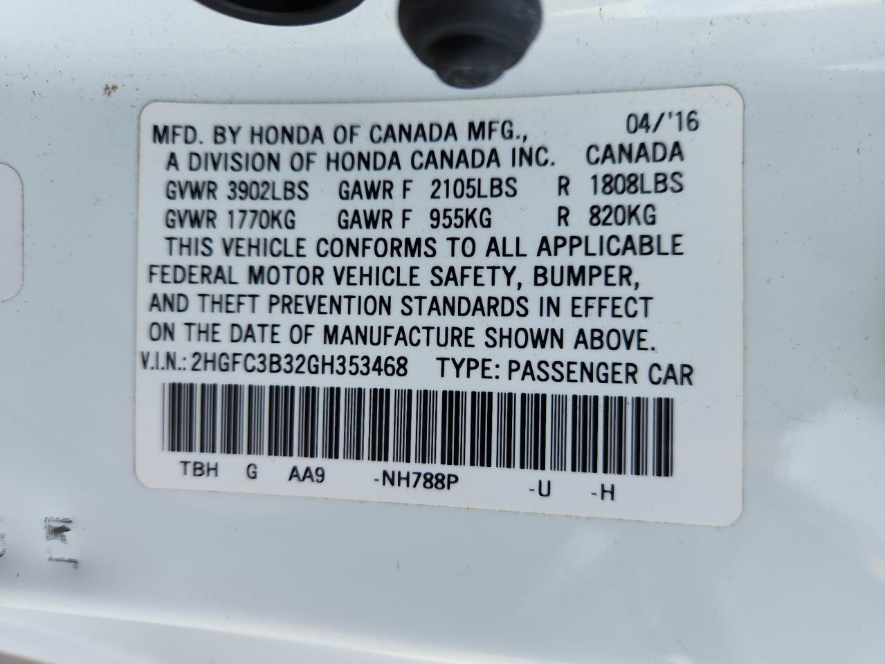 2016 HONDA CIVIC