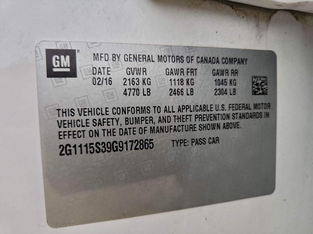 2016 CHEVROLET IMPALA