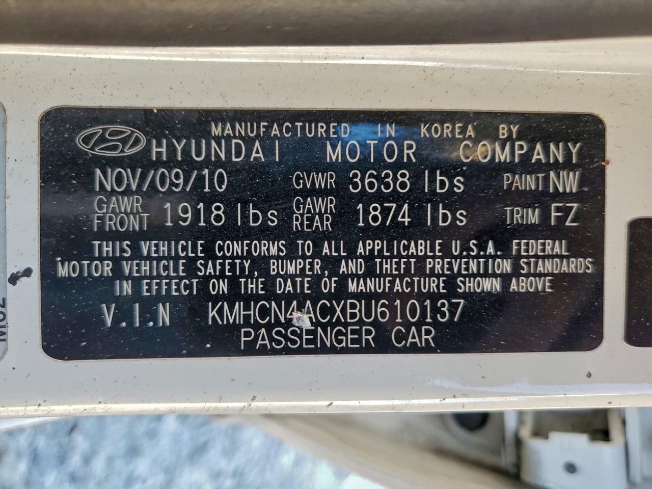 2011 HYUNDAI ACCENT