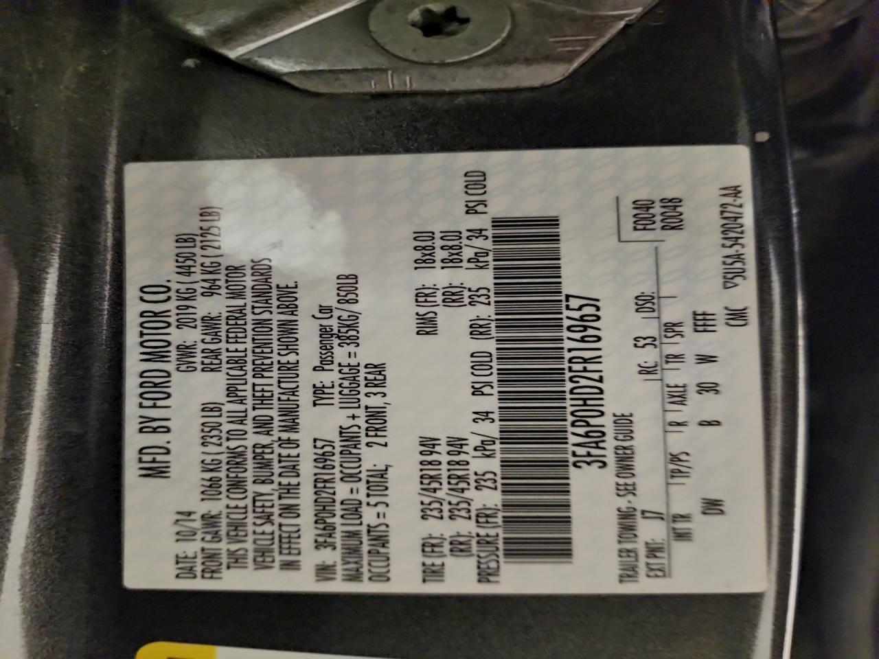 2015 FORD FUSION