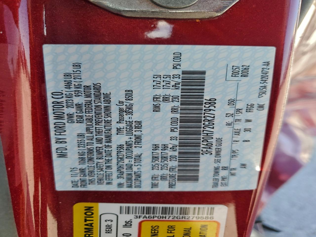 2016 FORD FUSION