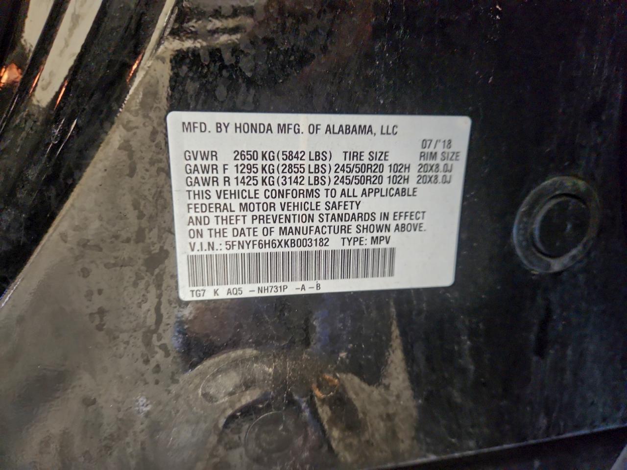 2019 HONDA PILOT