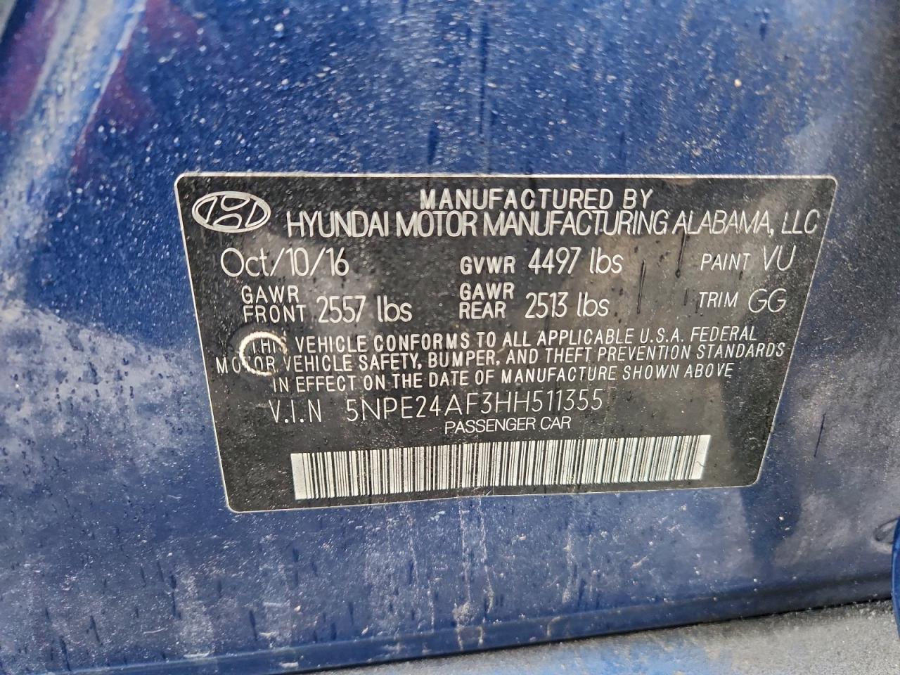 2017 HYUNDAI SONATA