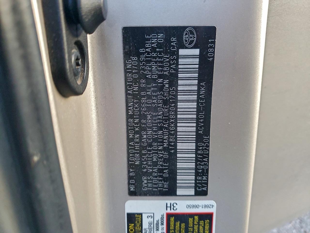 2008 TOYOTA CAMRY