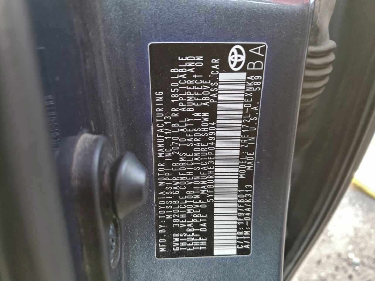 2014 TOYOTA COROLLA