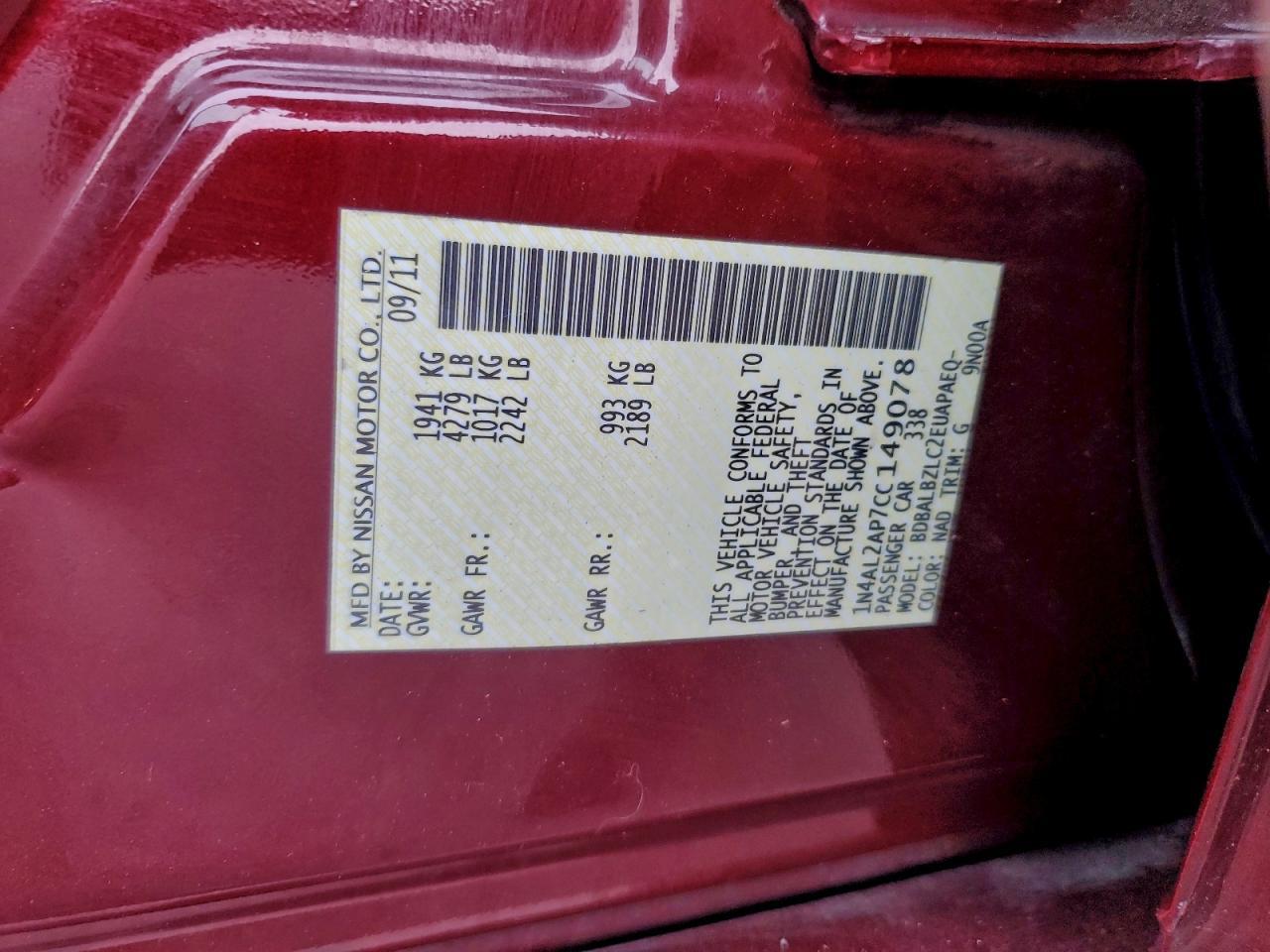2012 NISSAN ALTIMA