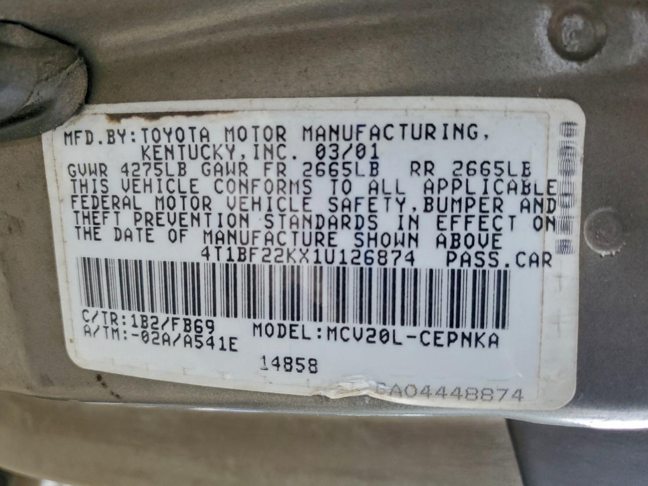2001 TOYOTA CAMRY