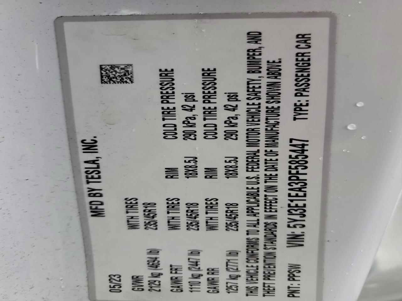 2023 TESLA MODEL 3