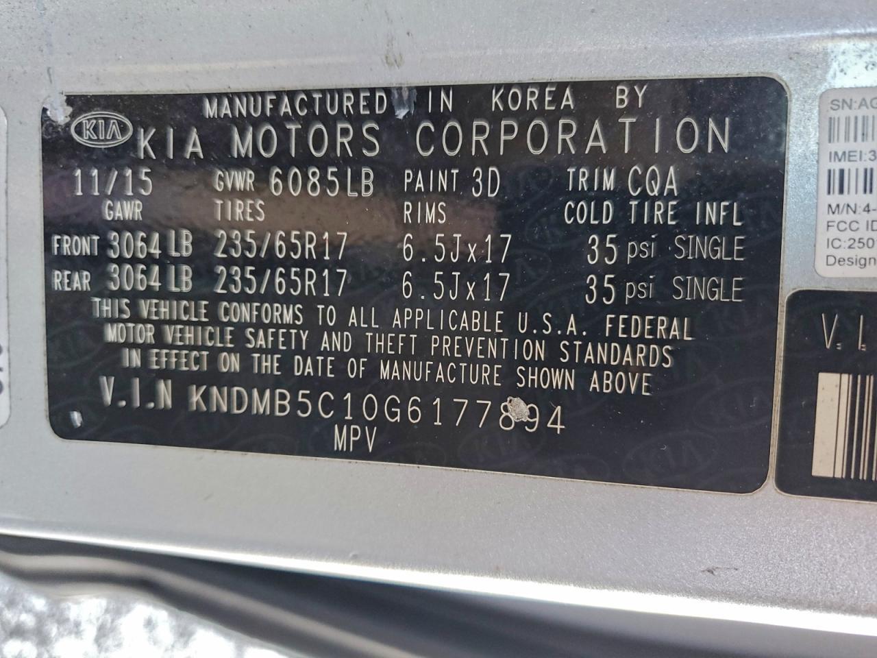 2016 KIA SEDONA
