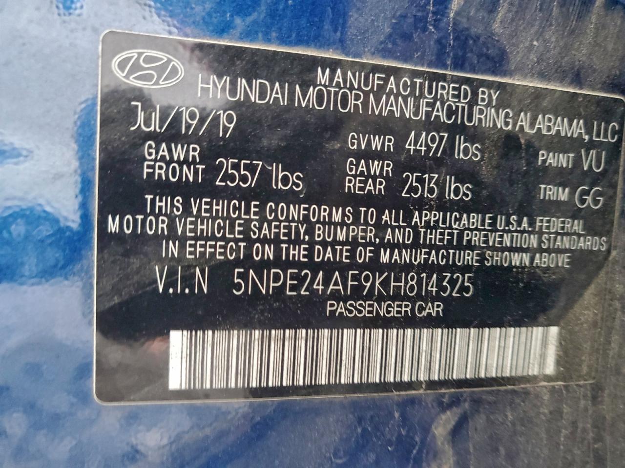 2019 HYUNDAI SONATA