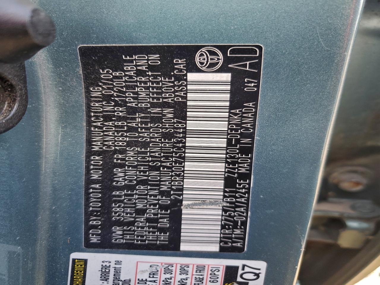2005 TOYOTA COROLLA