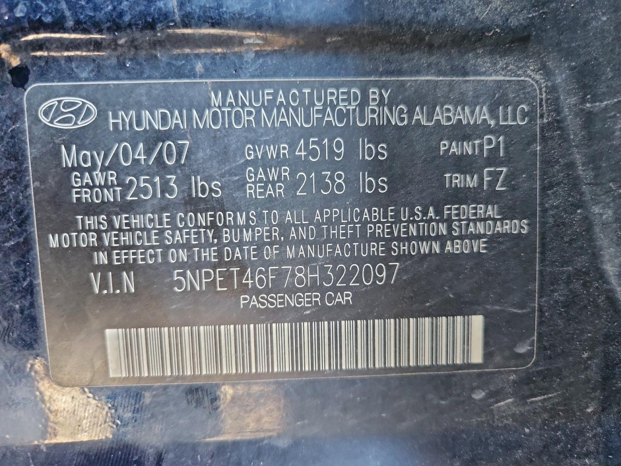 2008 HYUNDAI SONATA
