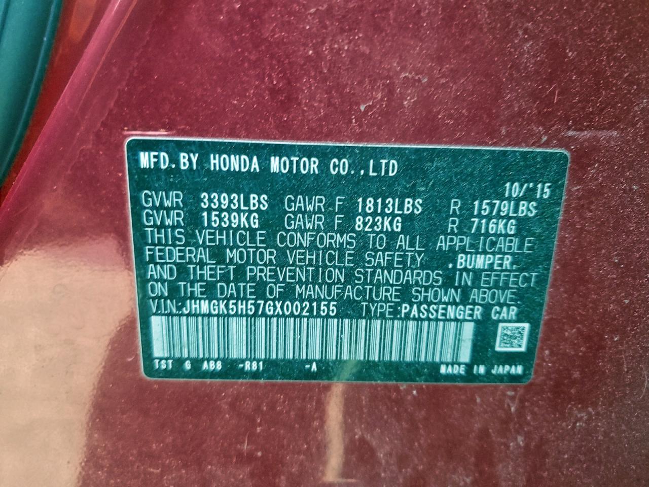 2016 HONDA FIT