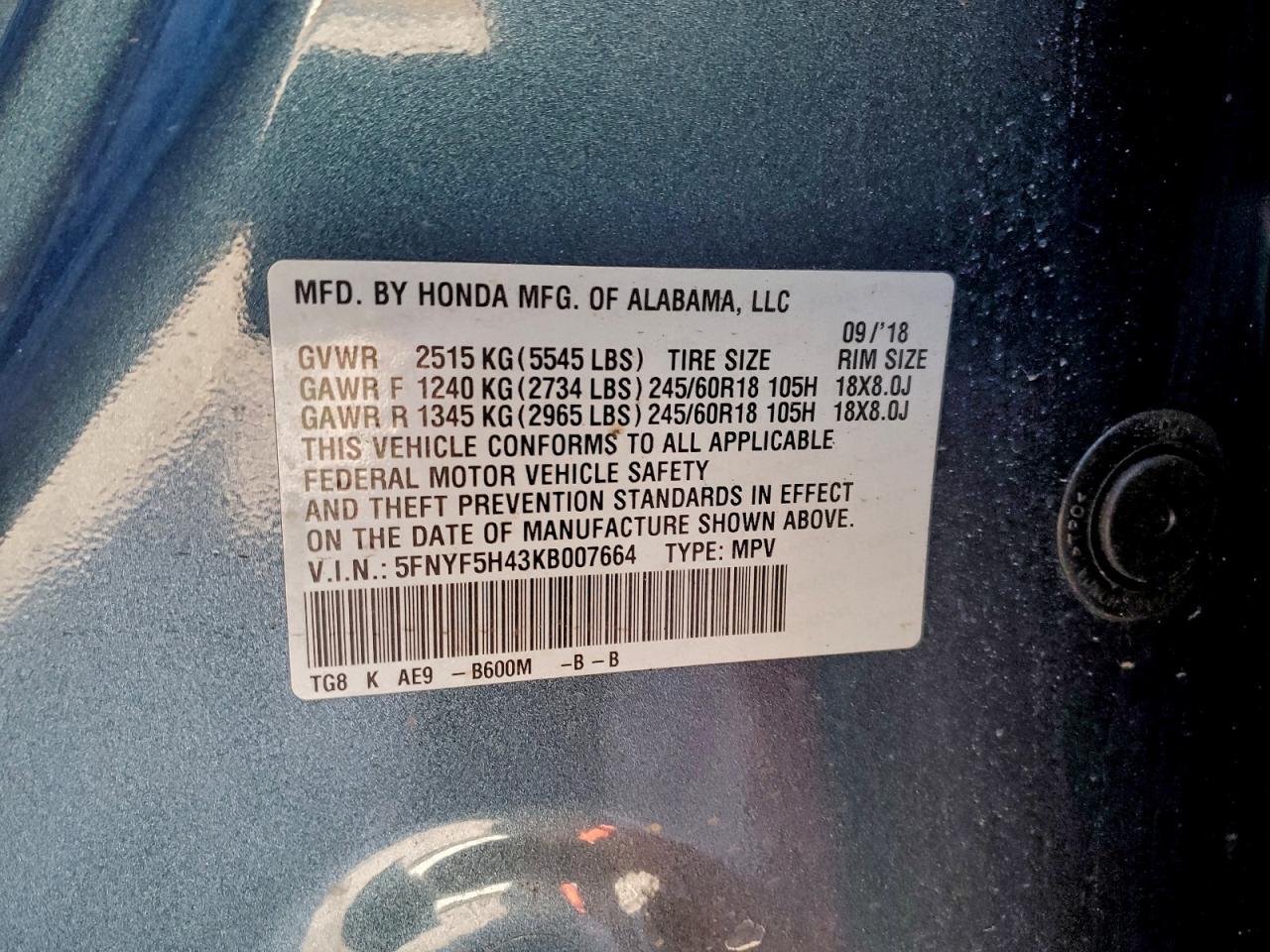 2019 HONDA PILOT