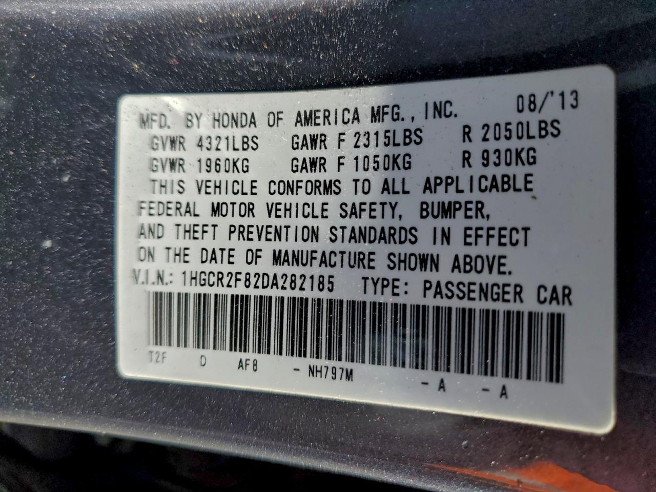 2013 HONDA ACCORD