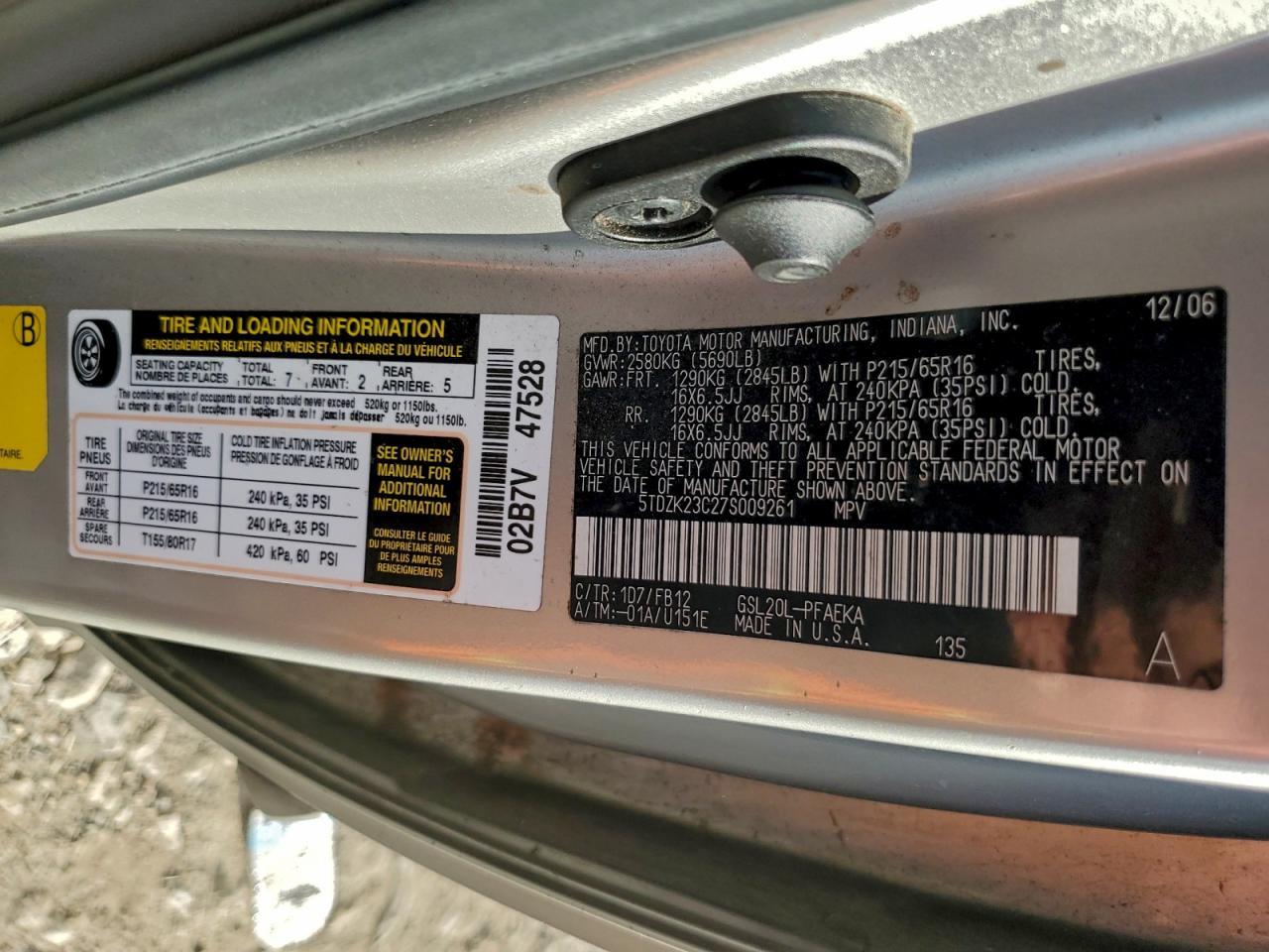 2007 TOYOTA SIENNA