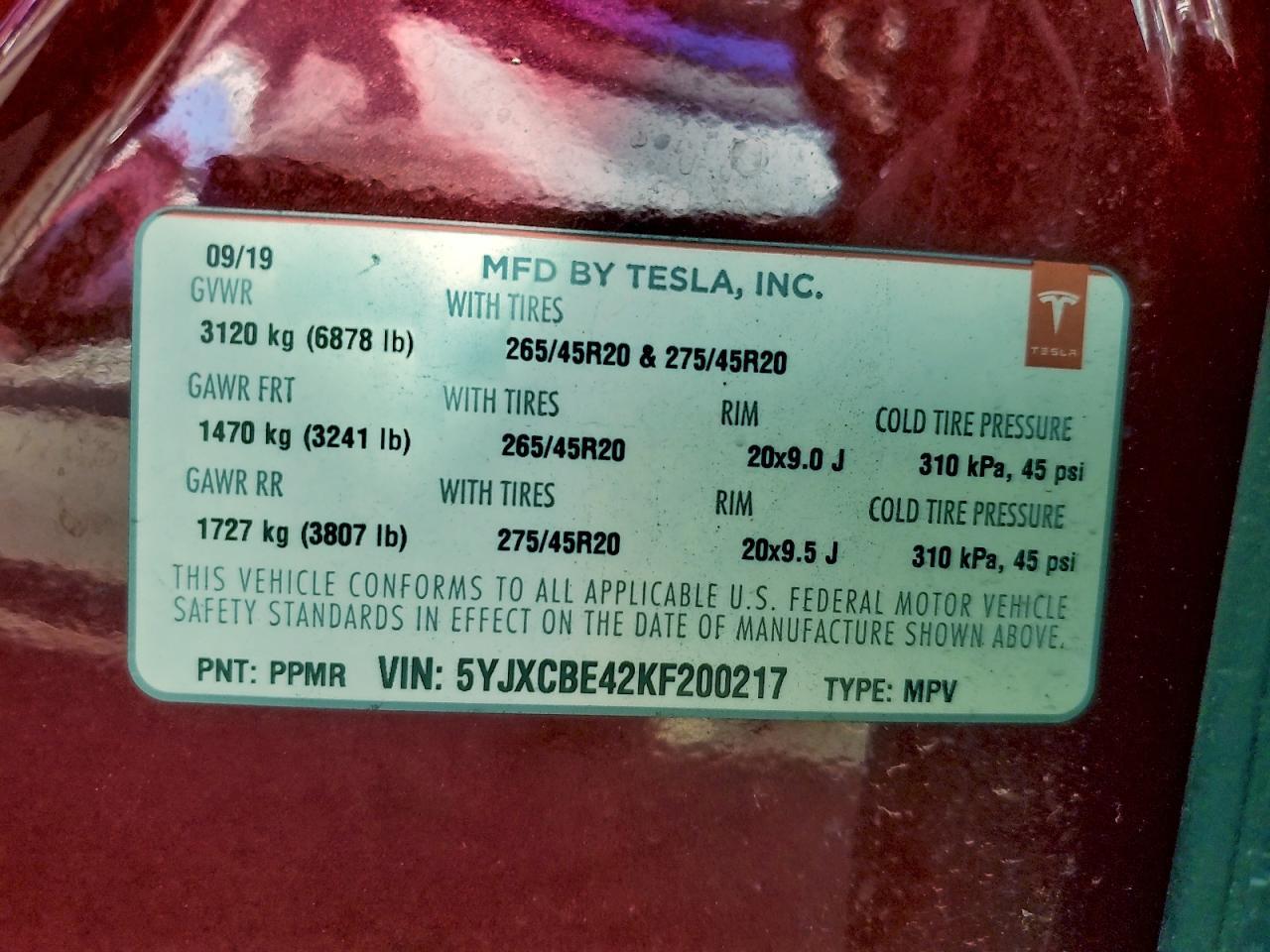 2019 TESLA MODEL X