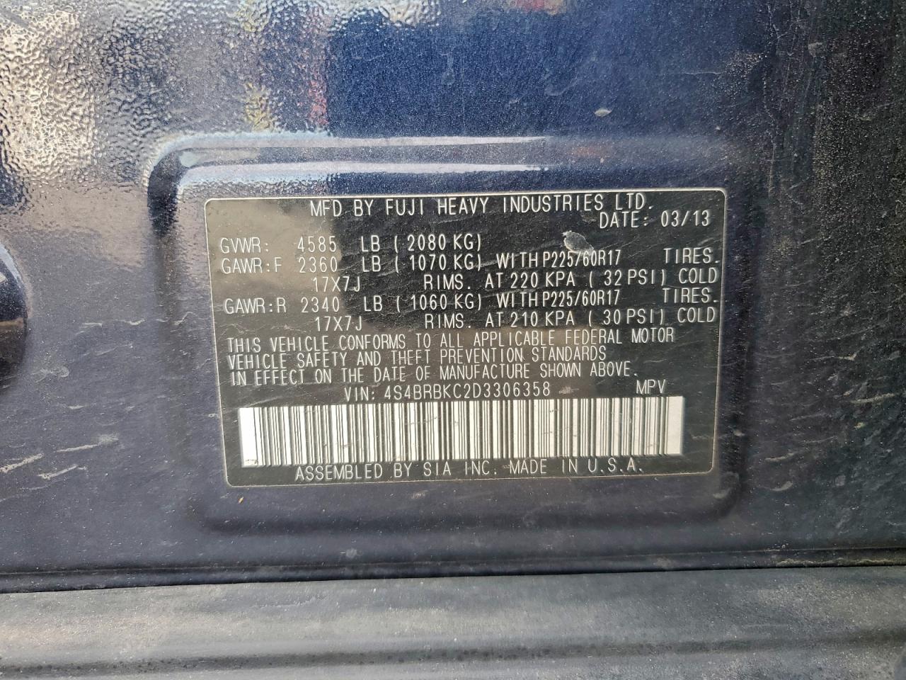 2013 SUBARU Outback