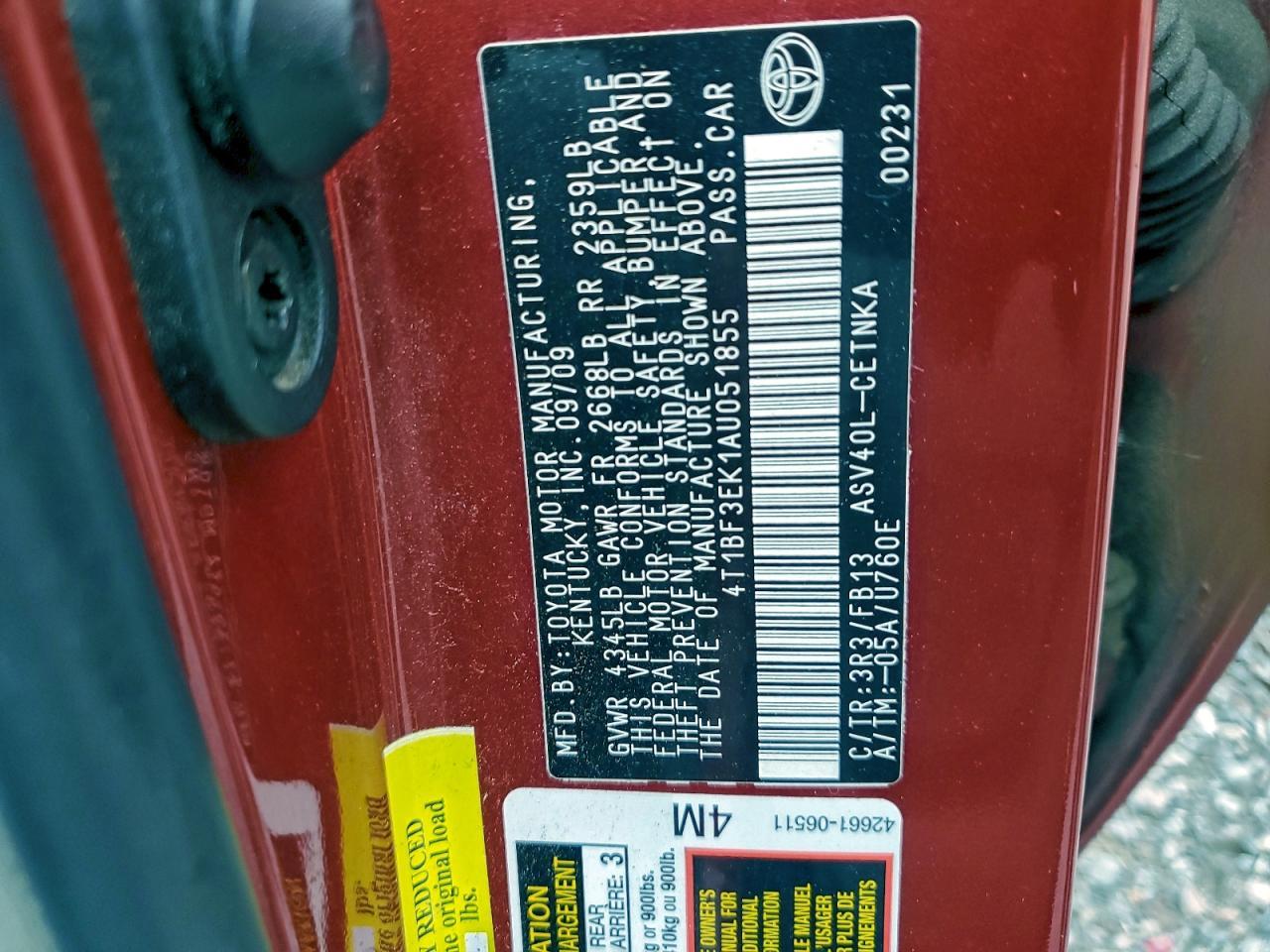 2010 TOYOTA CAMRY