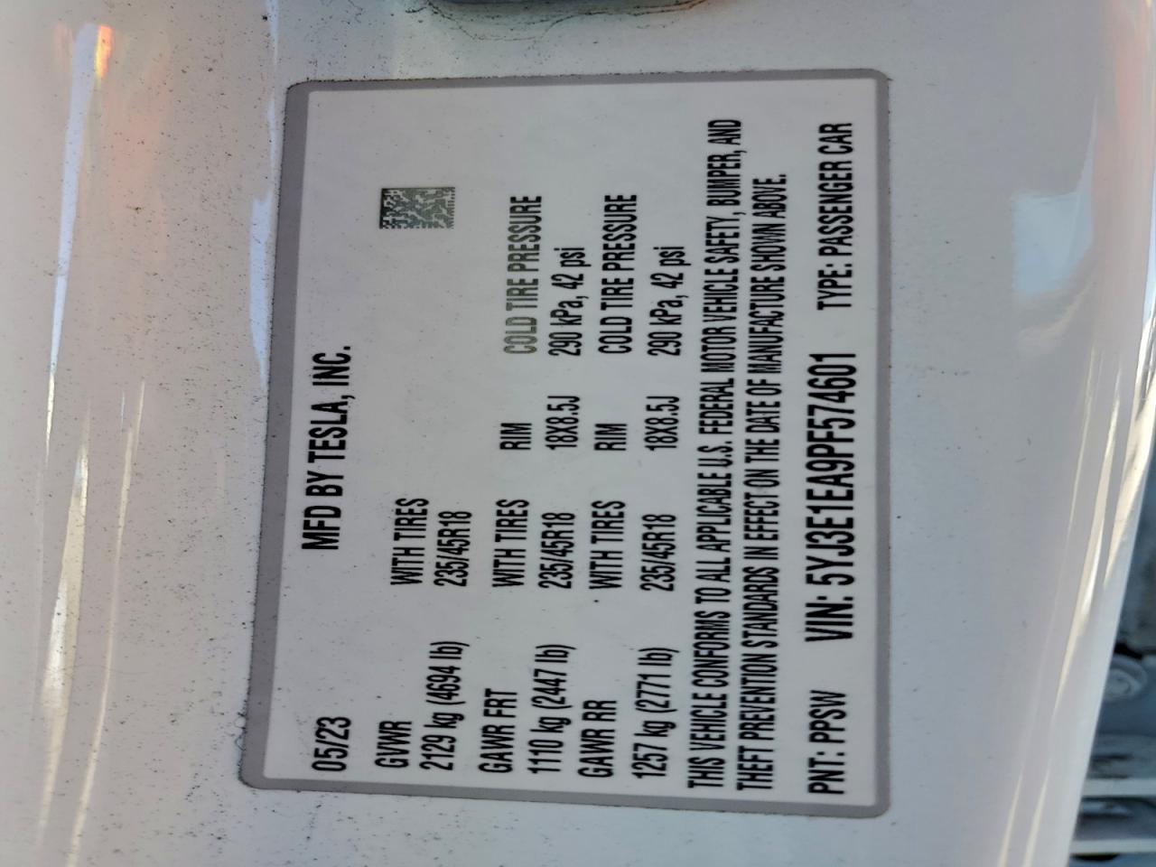 2023 TESLA MODEL 3
