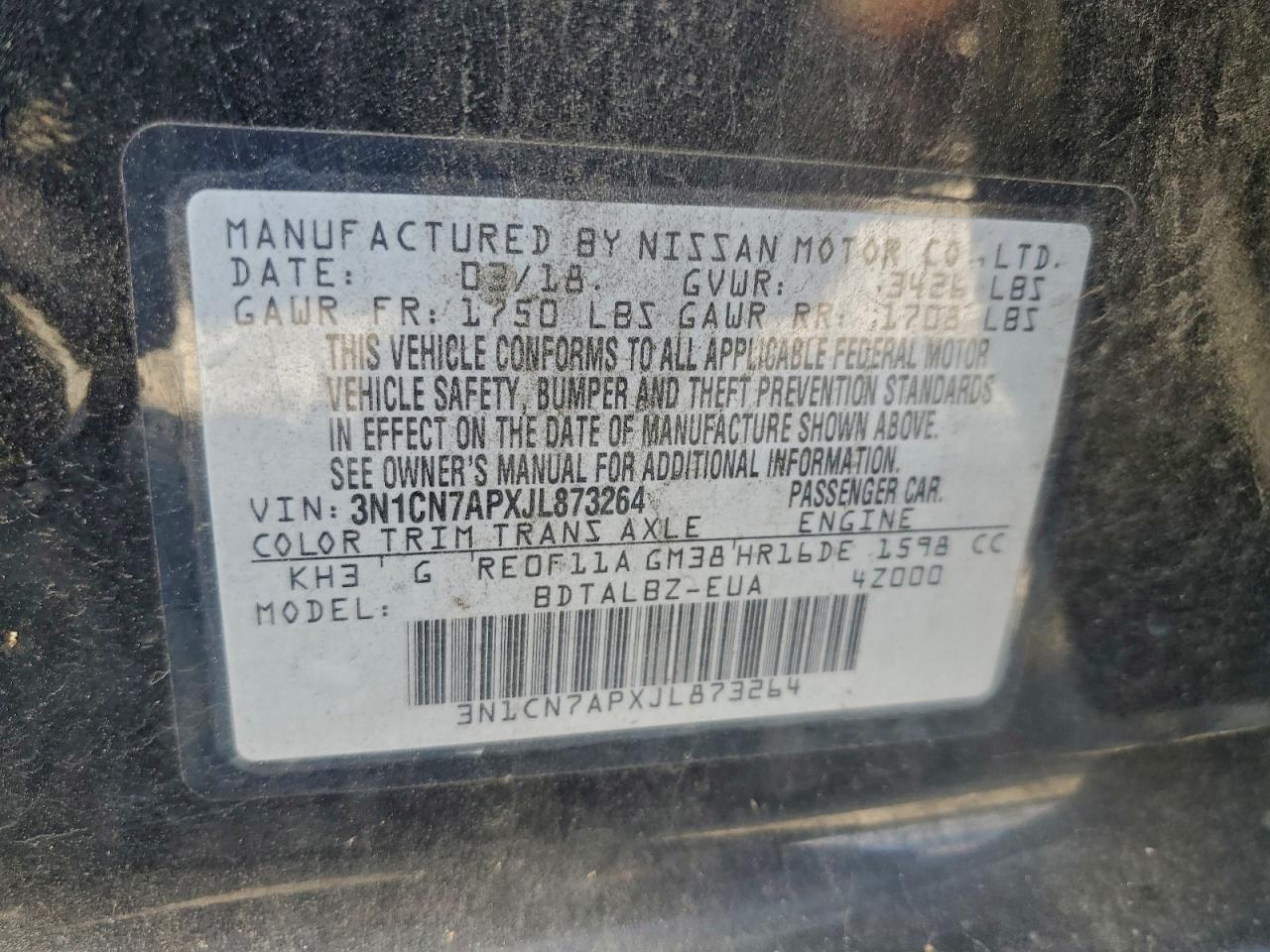 2018 NISSAN VERSA